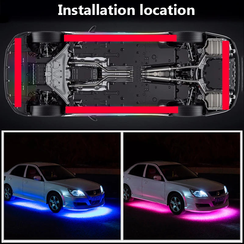 Flexible LED light strip for car chassis