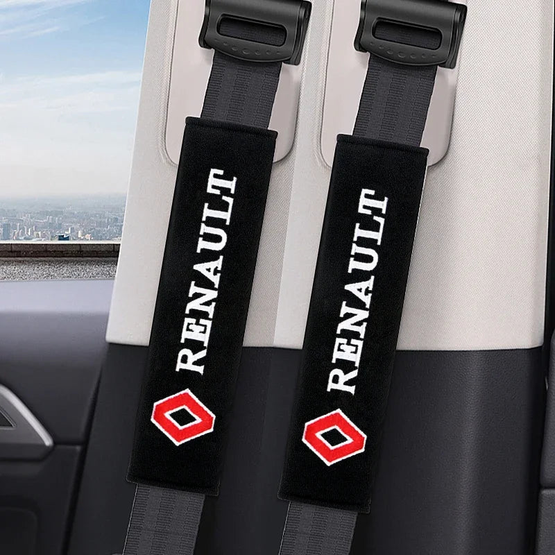 2PCS Carbon fiber Cotton Car Safety Belt Shoulder Cover seat belt pad for Renault