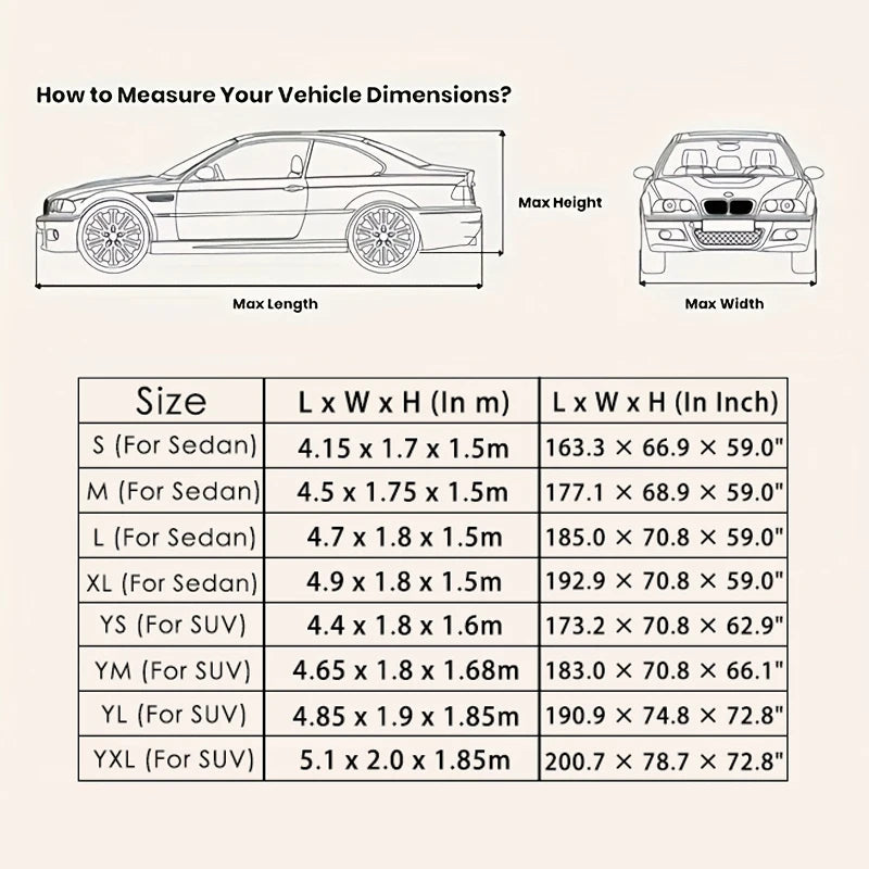Car Cover Protection Outdoor Exterior Sun Snow UV Winter Summer
