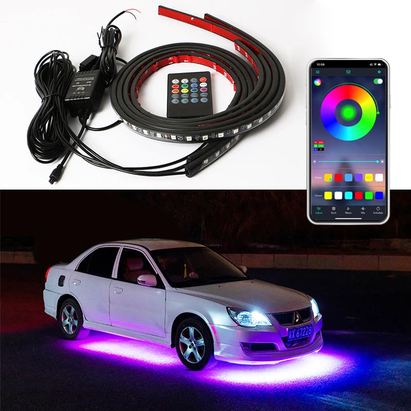 Flexible LED light strip for car chassis
