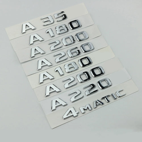 3D ABS Chrome Logo A45 A35 A180 A220 A200 4matic Emblem Letters Sticker Car