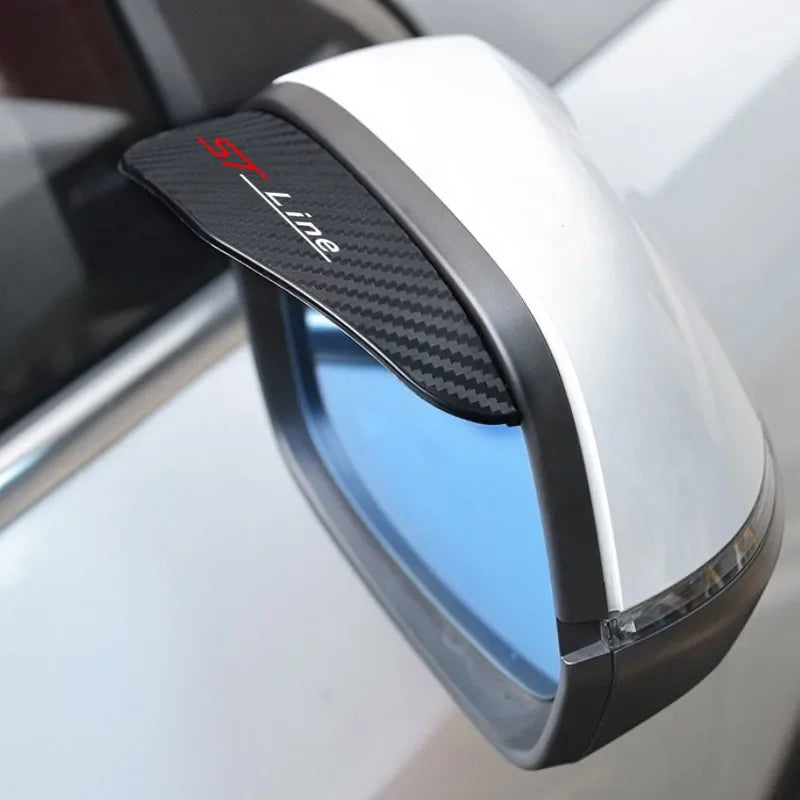 2 Sunshade Pieces for Car Mirror, Carbon Fiber for Ford