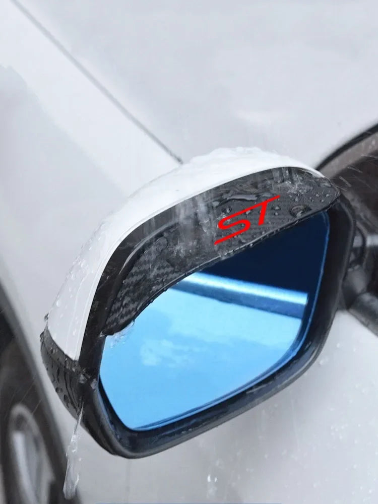 2pcs Car Rearview Mirror Rain Eyebrow Visor Carbon Fiber Car Rearview Side for Ford