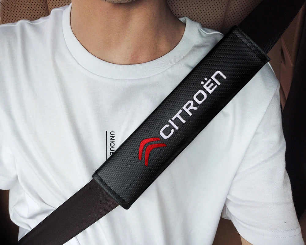 Car Seat Belt Carbon Fiber Safety Belt Shoulder Cover Protection For Citroen