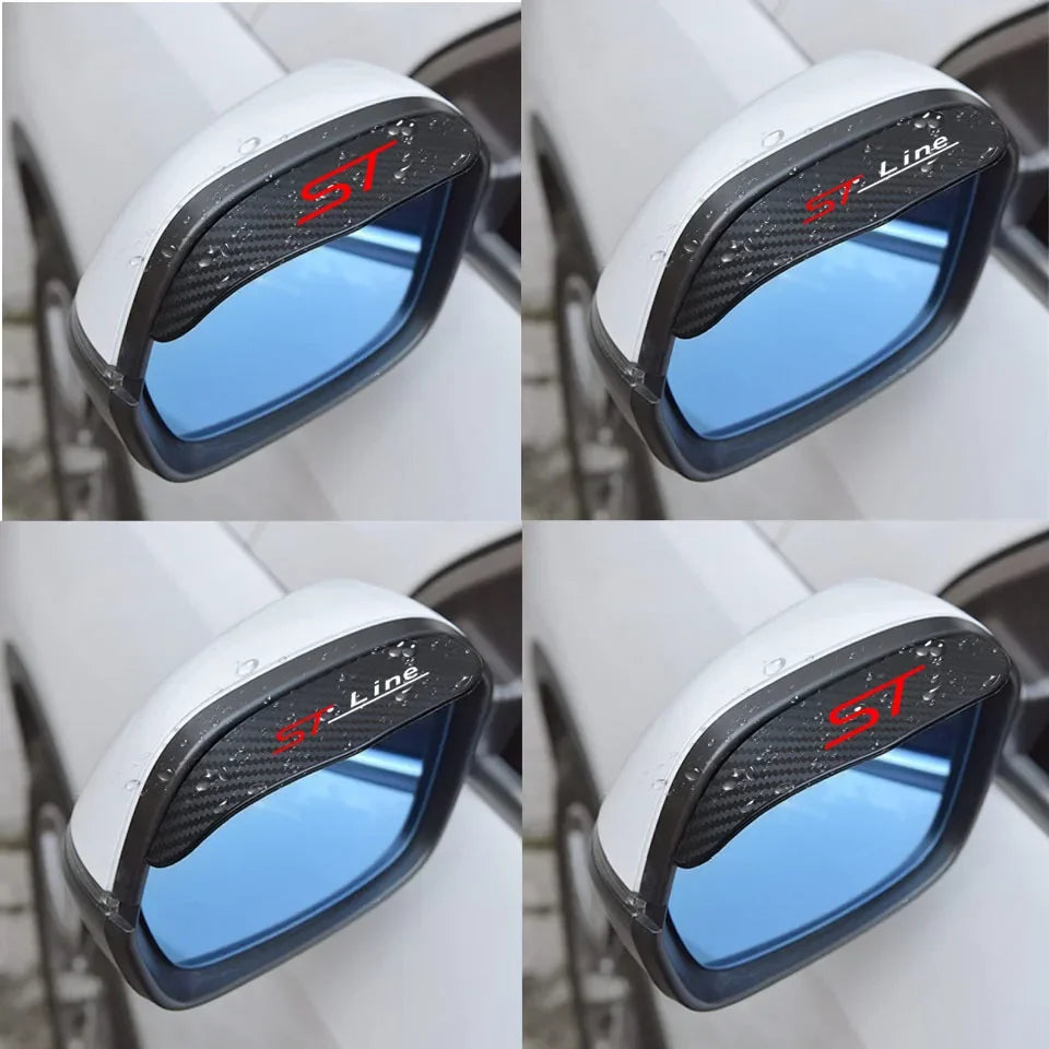 2 Sunshade Pieces for Car Mirror, Carbon Fiber for Ford