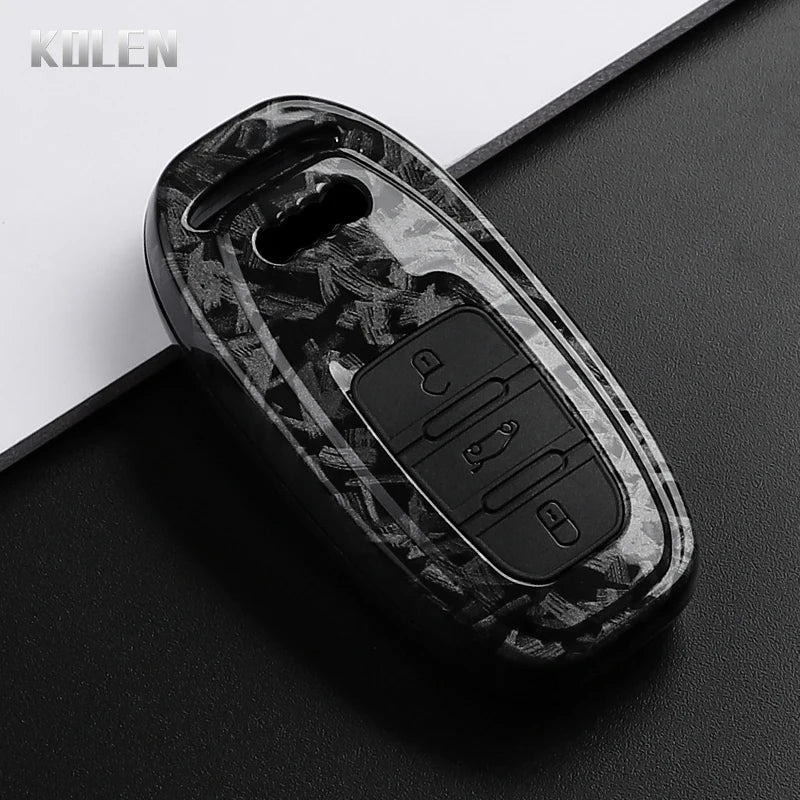 ABS Carbon Fiber Style Car Key Case Cover For Audi