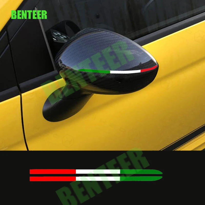 2X Italy Italian Car Rearview Mirror Flag Sticker