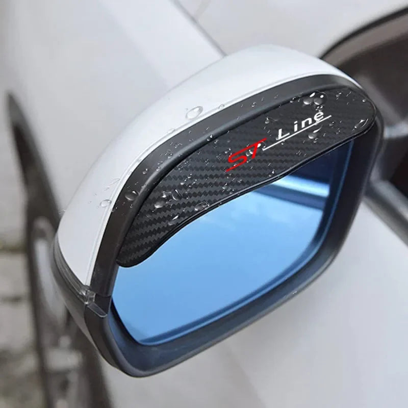 2 Sunshade Pieces for Car Mirror, Carbon Fiber for Ford