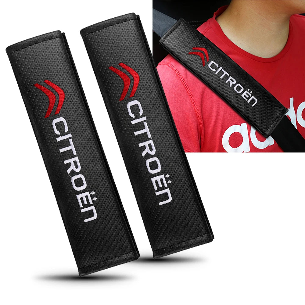 Car Seat Belt Carbon Fiber Safety Belt Shoulder Cover Protection For Citroen