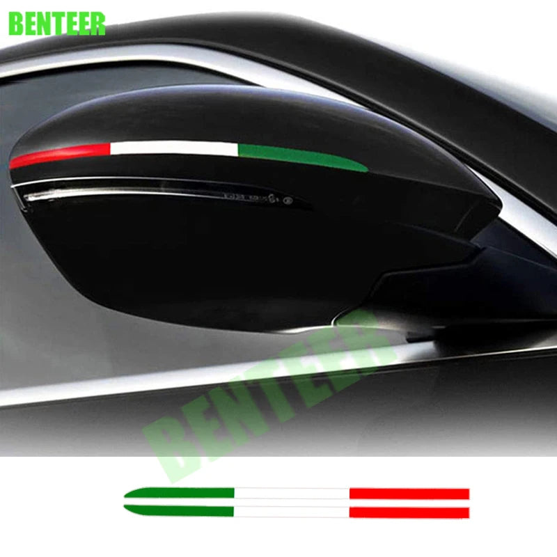 2X Italy Italian Car Rearview Mirror Flag Sticker