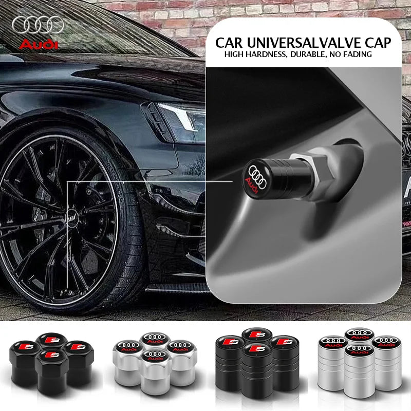 4Pcs Metal Car Wheel Tire Air Valve Caps Stem Covers for AUDI