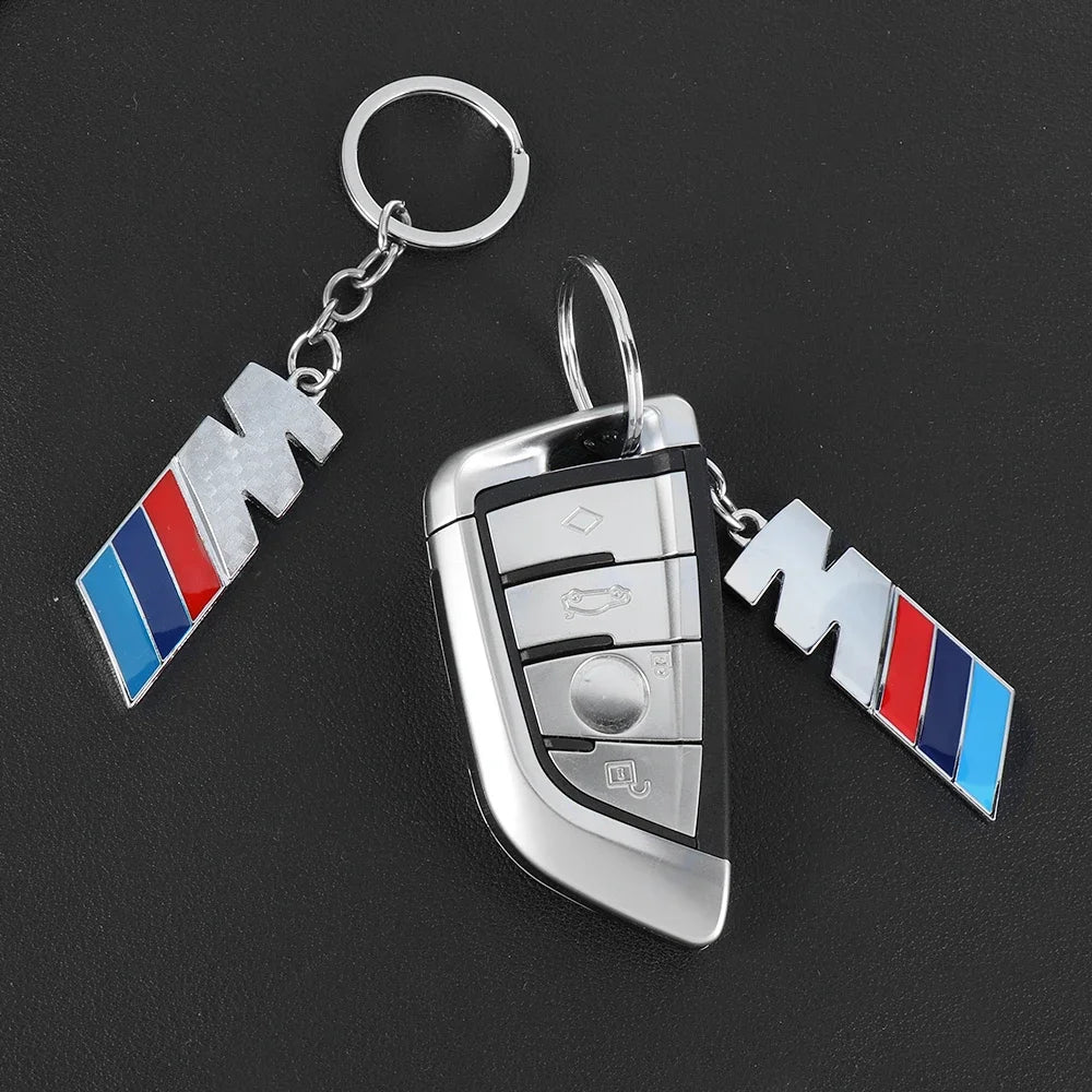 Car Carbon Fiber Keychain Zinc Alloy Keyrings Accessories For BMW