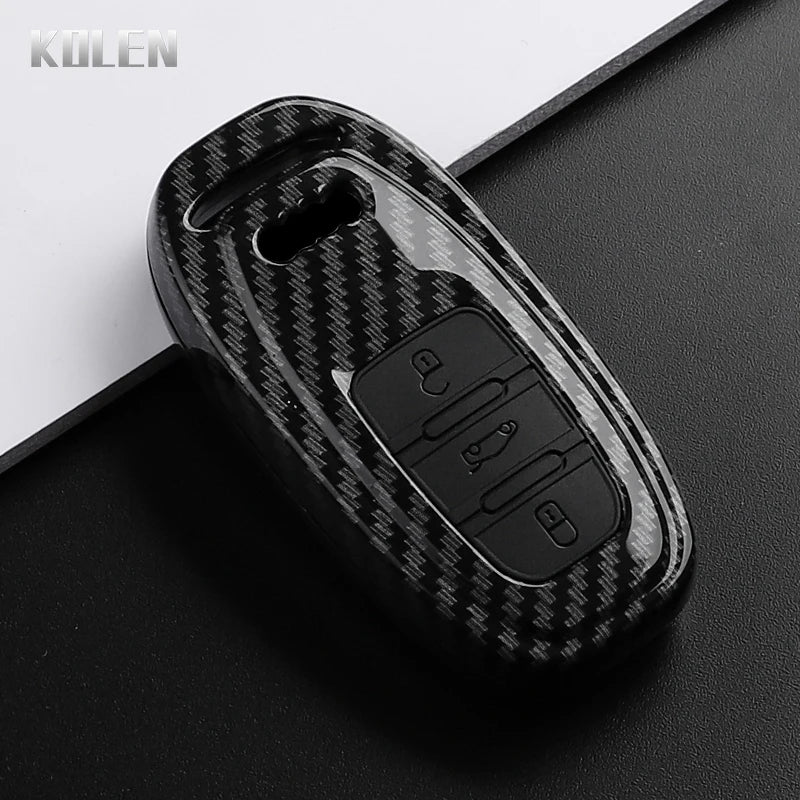 ABS Carbon Fiber Style Car Key Case Cover For Audi