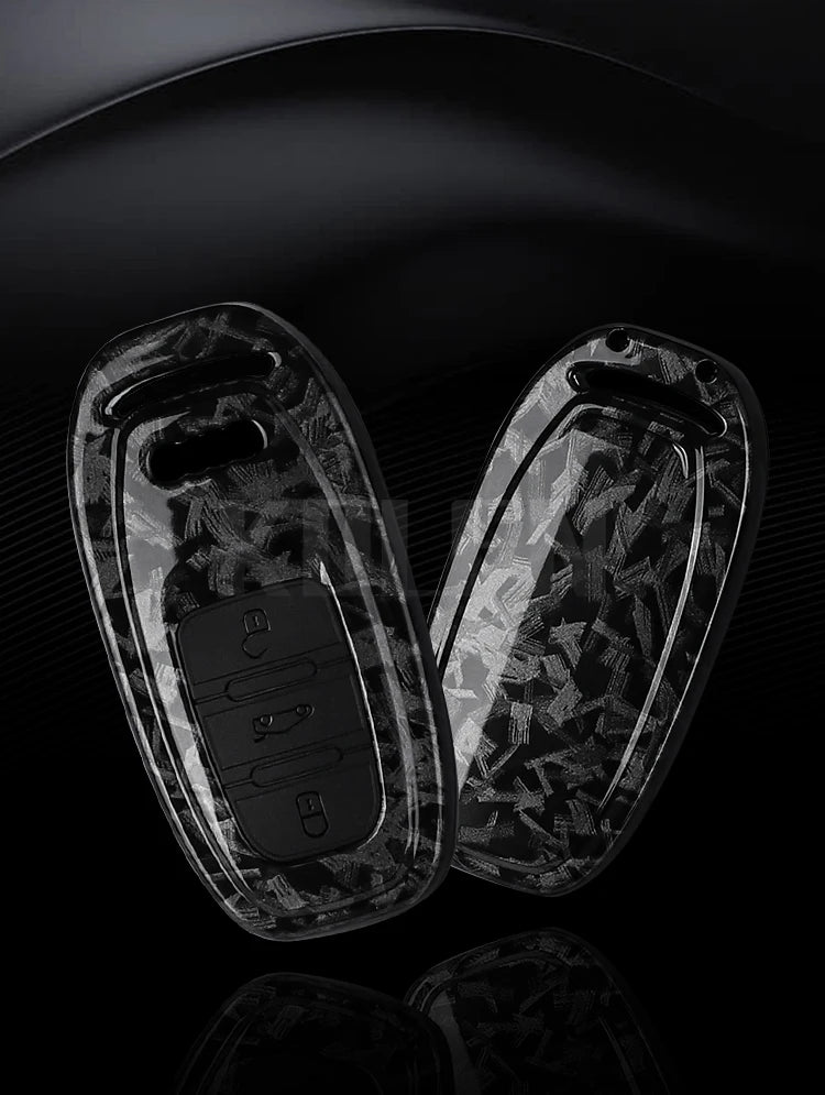 ABS Carbon Fiber Style Car Key Case Cover For Audi