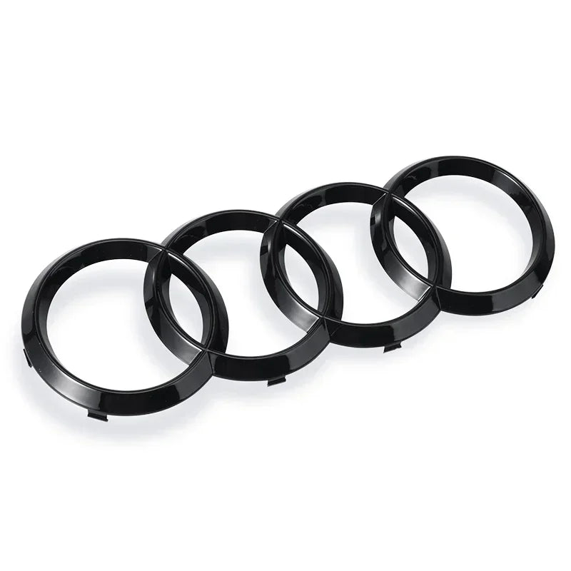 Audi Black/Silver 4 Ring ABS Car Hood Front Bonnet Grill Rear Trunk Emblem Logo Badge Sticker