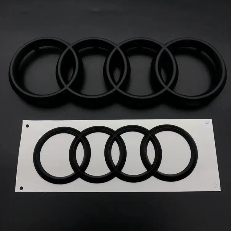 Audi Black/Silver 4 Ring ABS Car Hood Front Bonnet Grill Rear Trunk Emblem Logo Badge Sticker