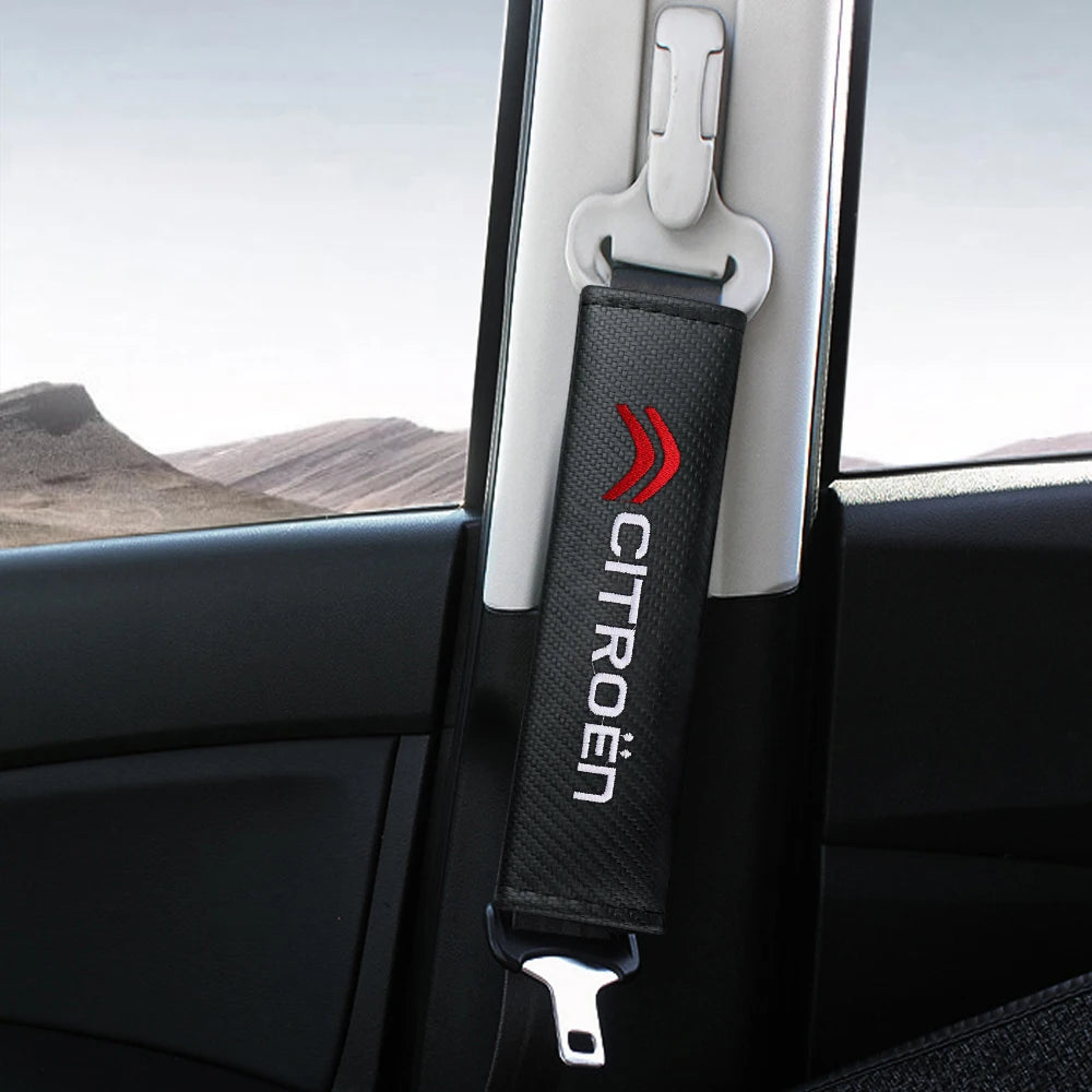 Car Seat Belt Carbon Fiber Safety Belt Shoulder Cover Protection For Citroen