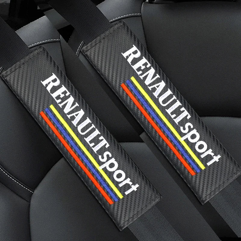 2PCS Carbon fiber Cotton Car Safety Belt Shoulder Cover seat belt pad for Renault