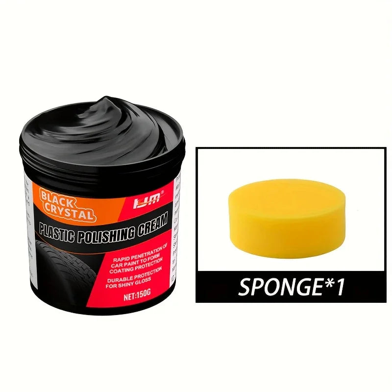 Plastic and rubber repair paste 150g - Crystal black polish for car scratches, tire shine and interior renovation, anti-aging and anti-fading