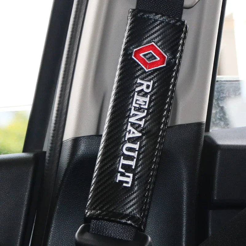 2PCS Carbon fiber Cotton Car Safety Belt Shoulder Cover seat belt pad for Renault