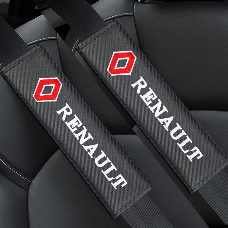 2PCS Carbon fiber Cotton Car Safety Belt Shoulder Cover seat belt pad for Renault