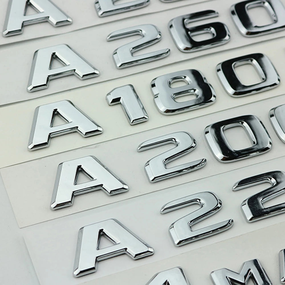 3D ABS Chrome Logo A45 A35 A180 A220 A200 4matic Emblem Letters Sticker Car Trunk Badge
