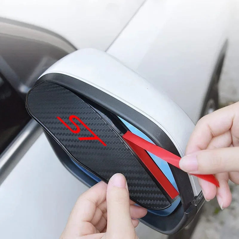 2 Sunshade Pieces for Car Mirror, Carbon Fiber for Ford