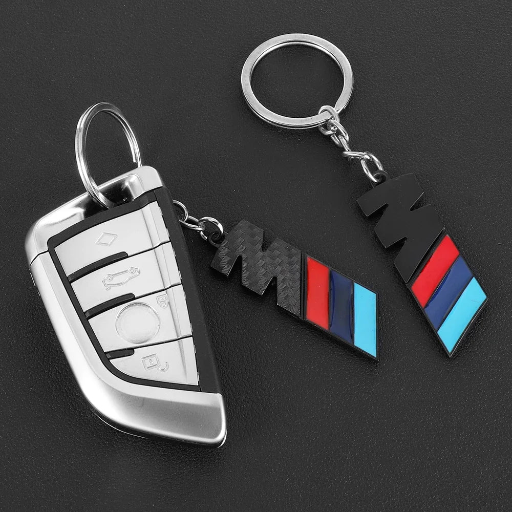Car Carbon Fiber Keychain Zinc Alloy Keyrings Accessories For BMW
