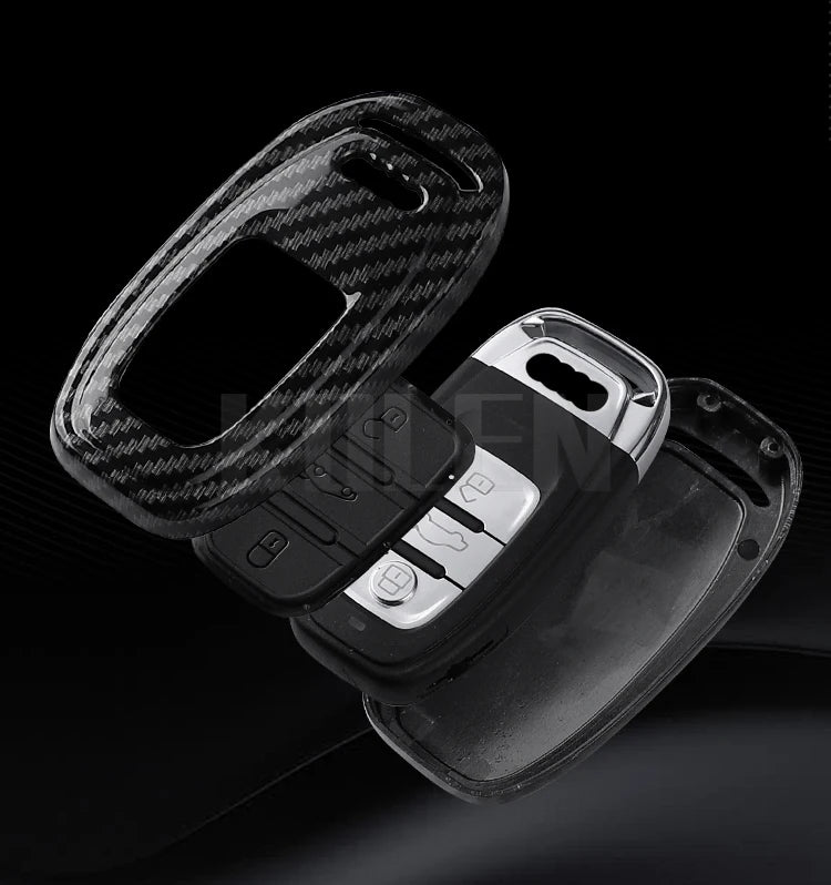 ABS Carbon Fiber Style Car Key Case Cover For Audi