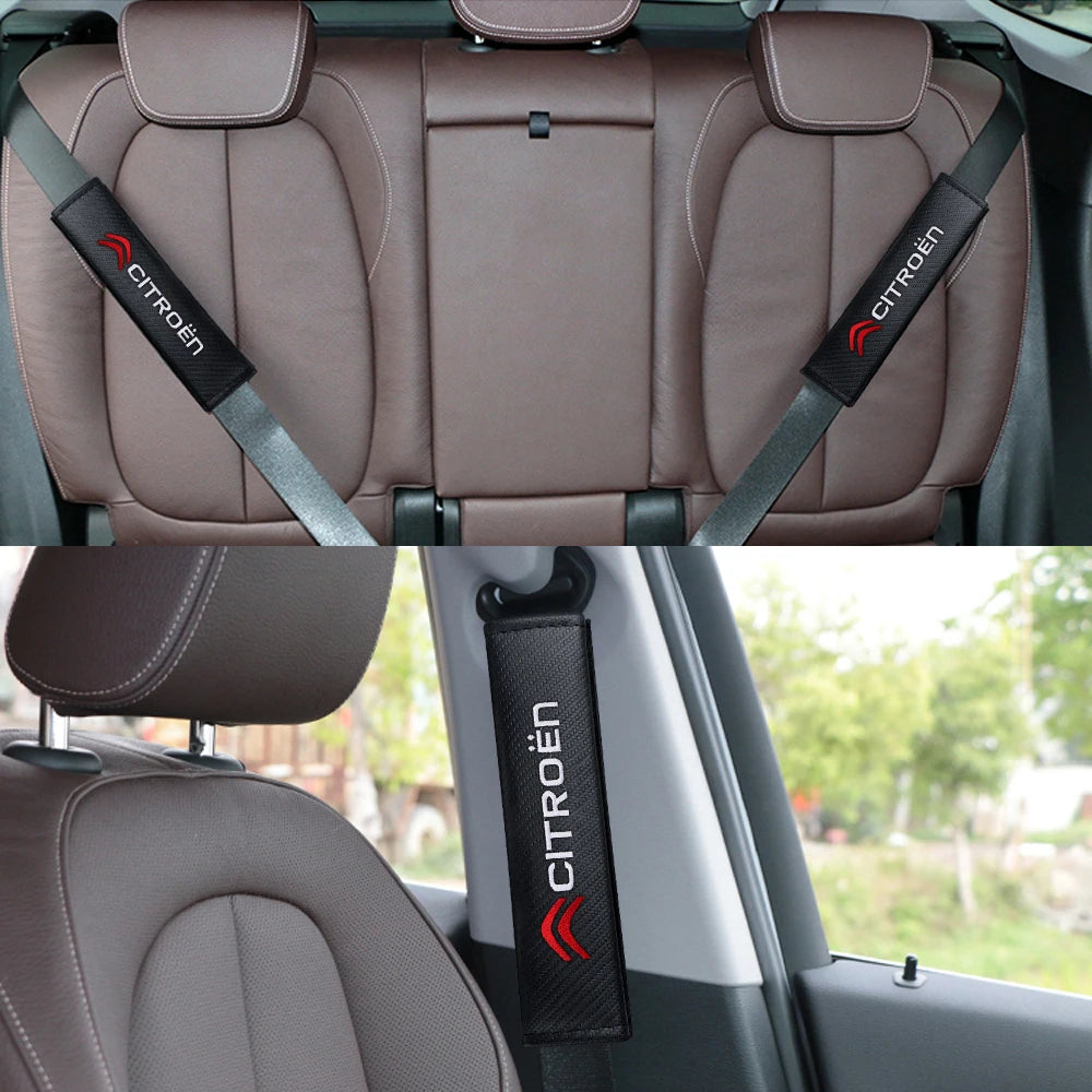 Car Seat Belt Carbon Fiber Safety Belt Shoulder Cover Protection For Citroen