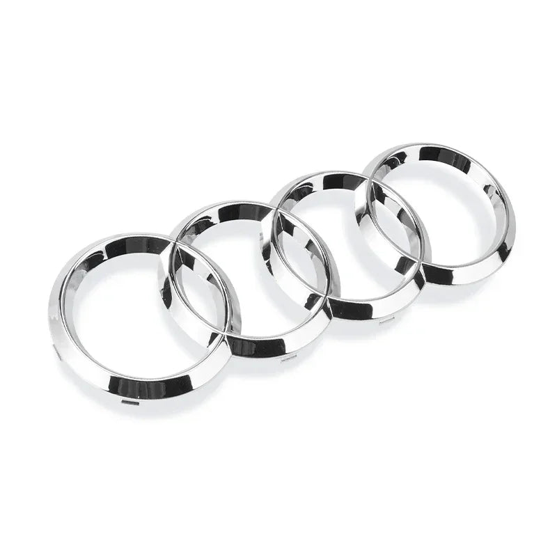 Audi Black/Silver 4 Ring ABS Car Hood Front Bonnet Grill Rear Trunk Emblem Logo Badge Sticker